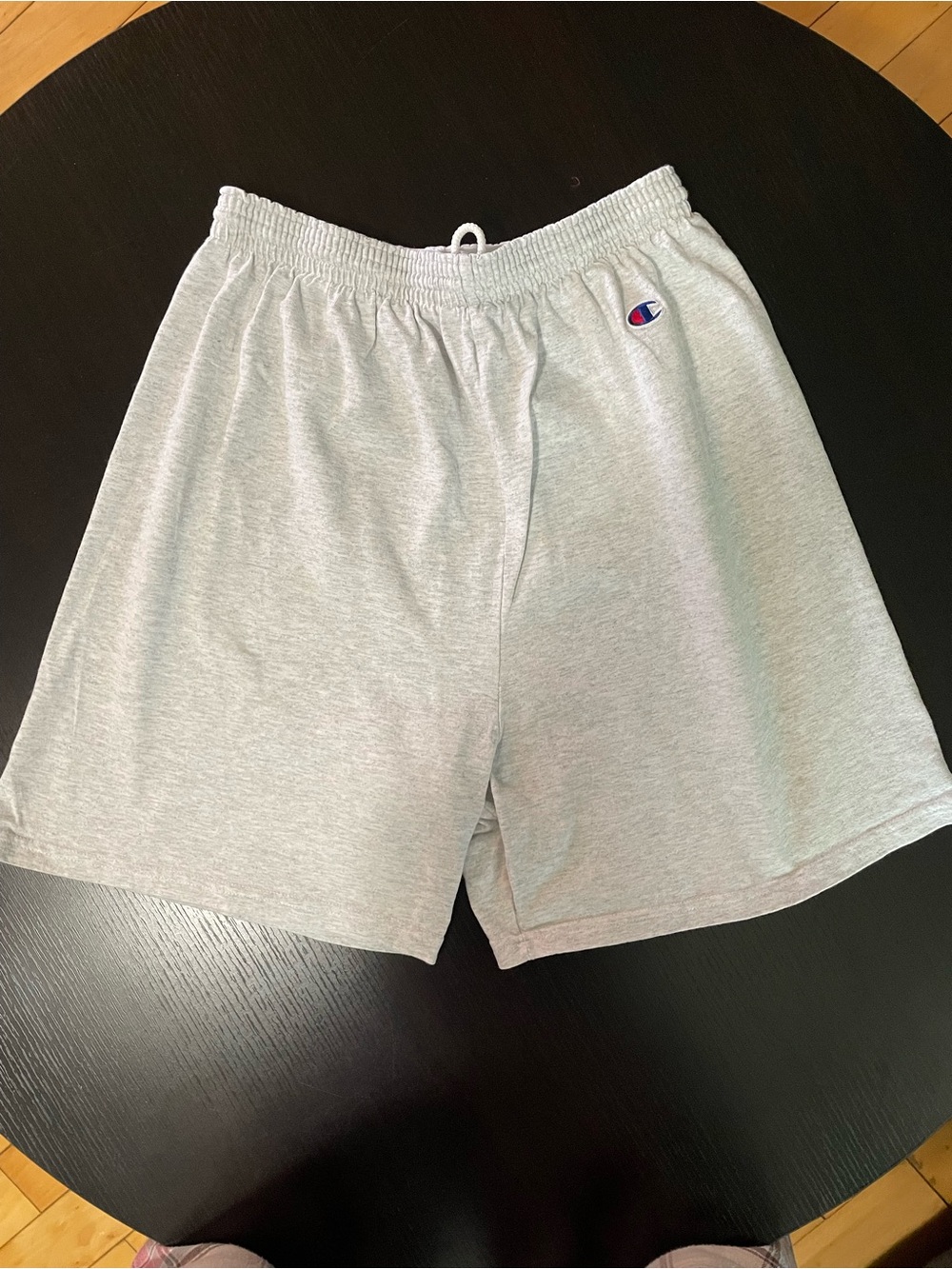 Champion Heather Gray Shorts with Embroidered Red and Blue Logo